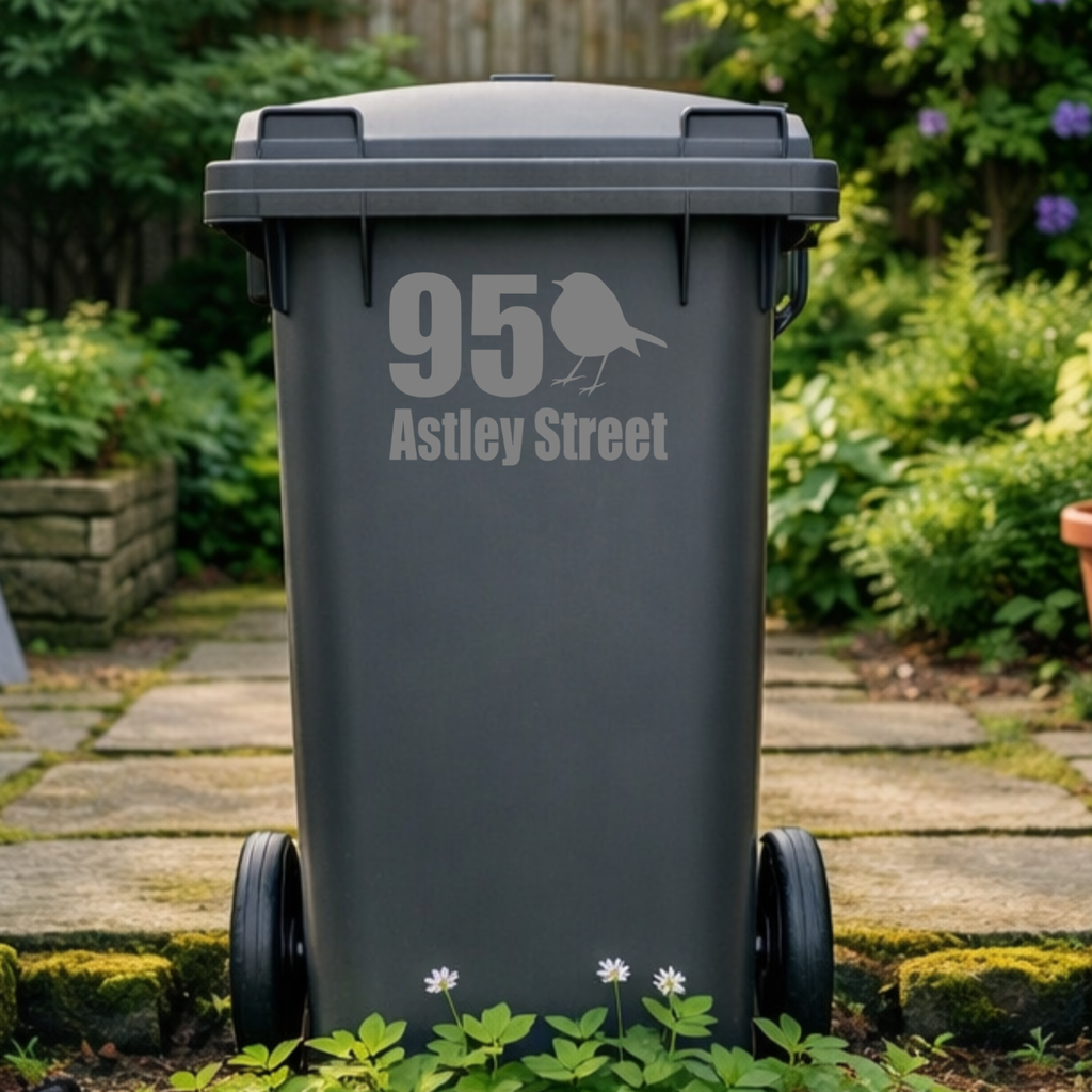 Birdie Border Line Wheelie Bin Address Stickers