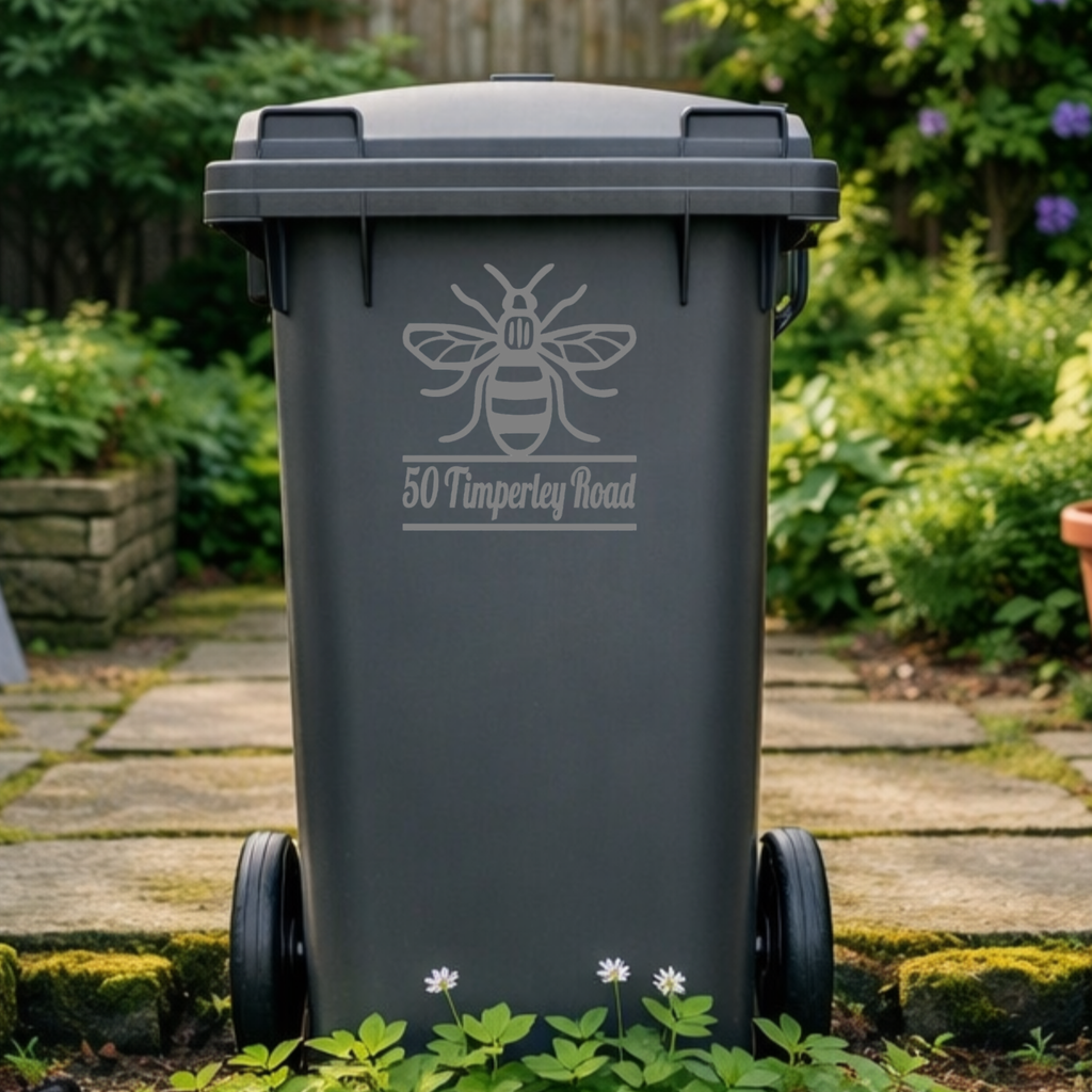 Manchester Bee Wheelie Bin Address Stickers