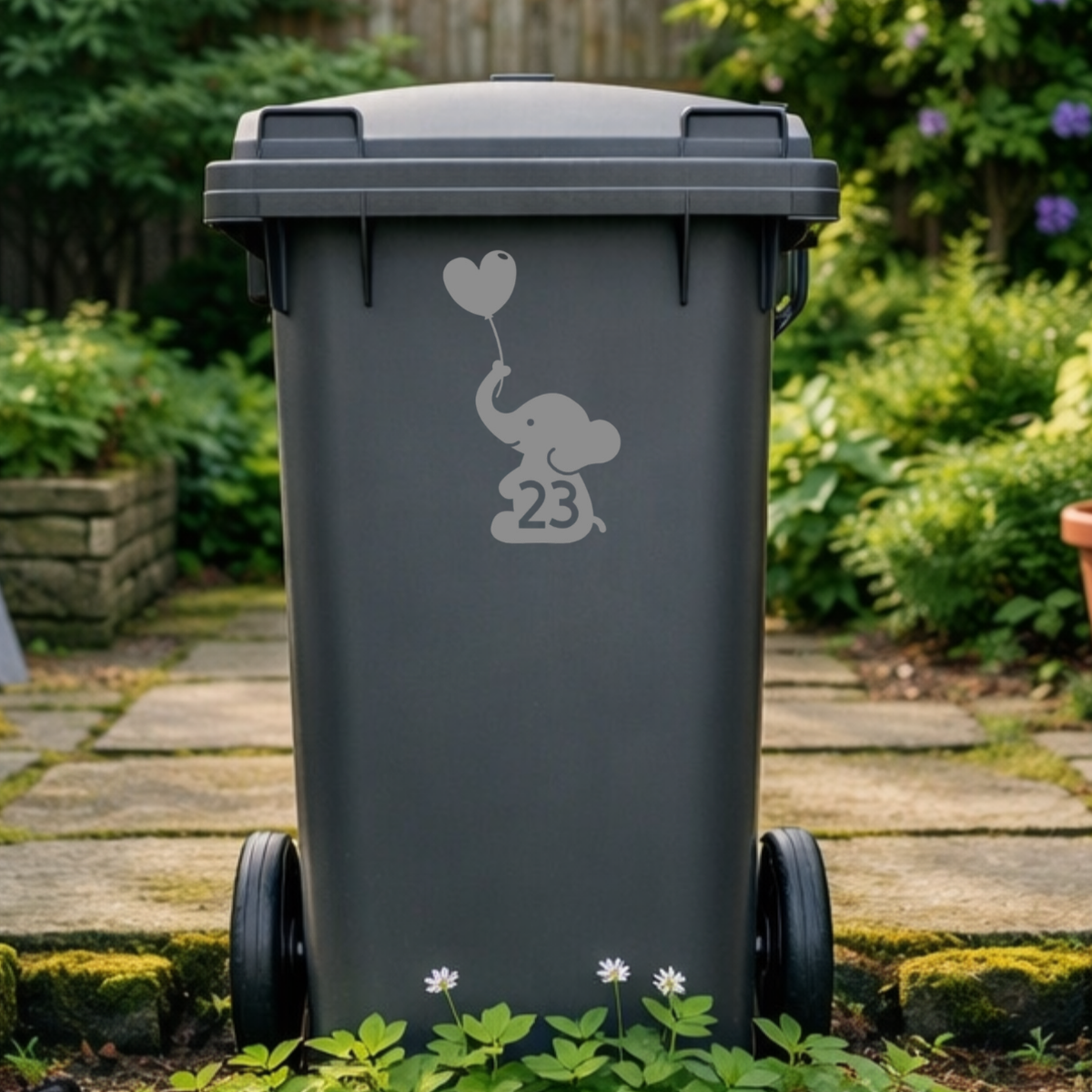 Elephant Balloon Wheelie Bin Number Stickers