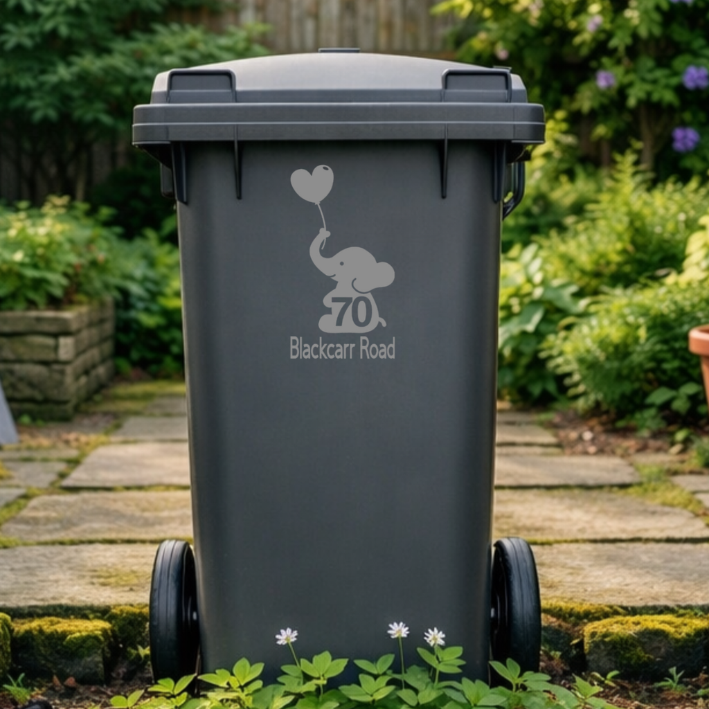 Elephant Balloon Wheelie Bin Address Stickers