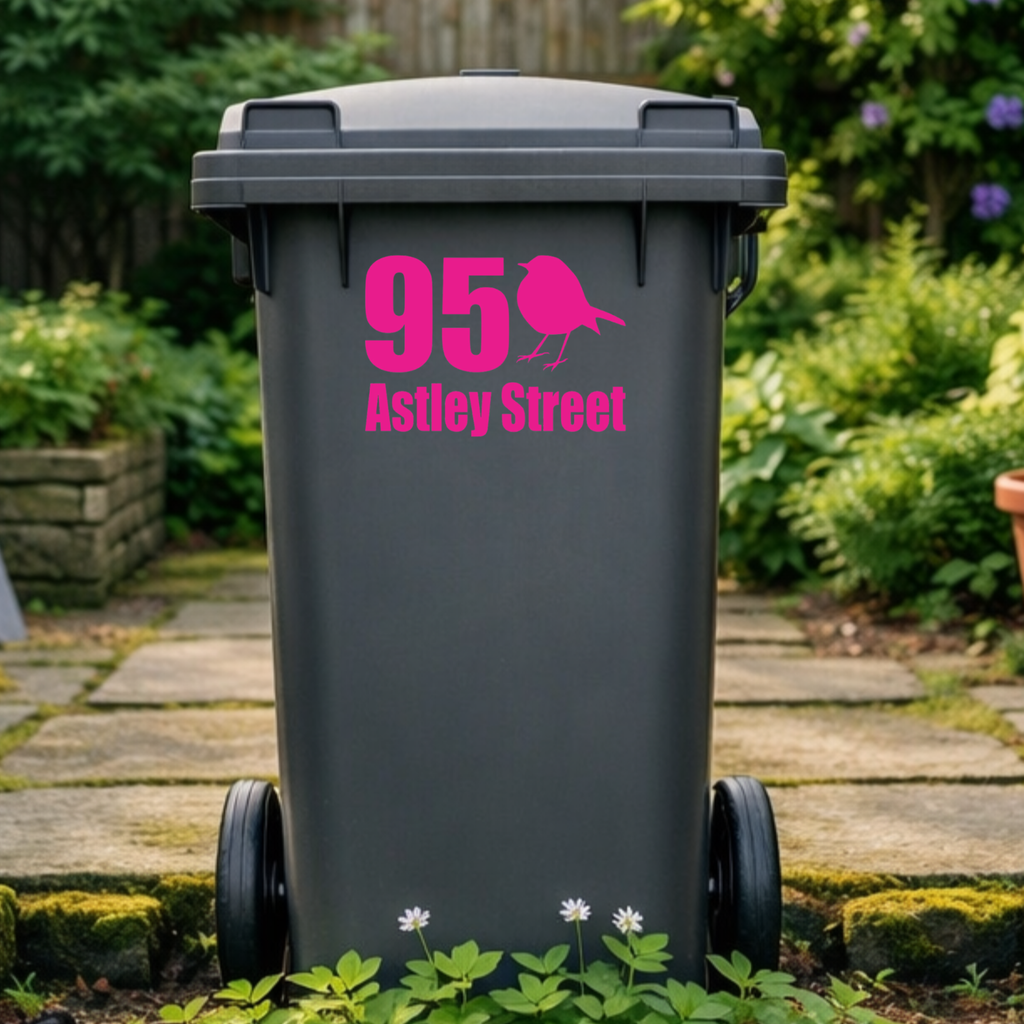 Birdie Border Line Wheelie Bin Address Stickers