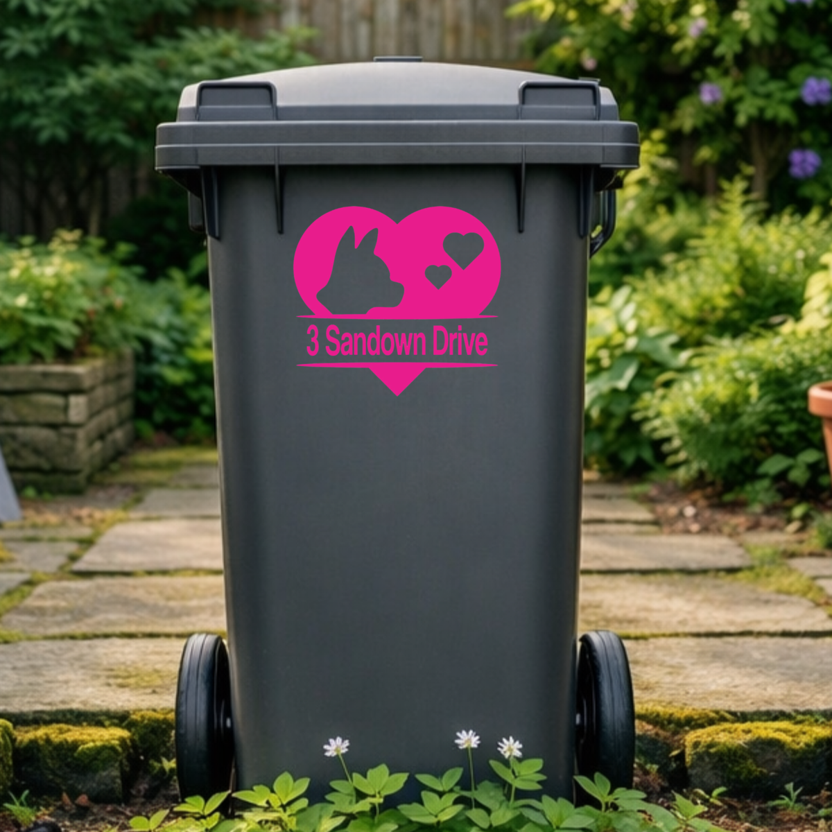 Dog Heart Wheelie Bin Address Stickers