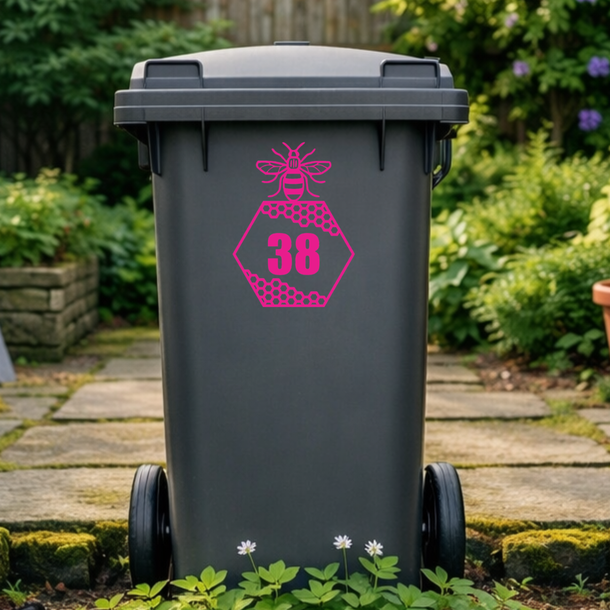 Bee Honey Comb Wheelie Bin Number Stickers