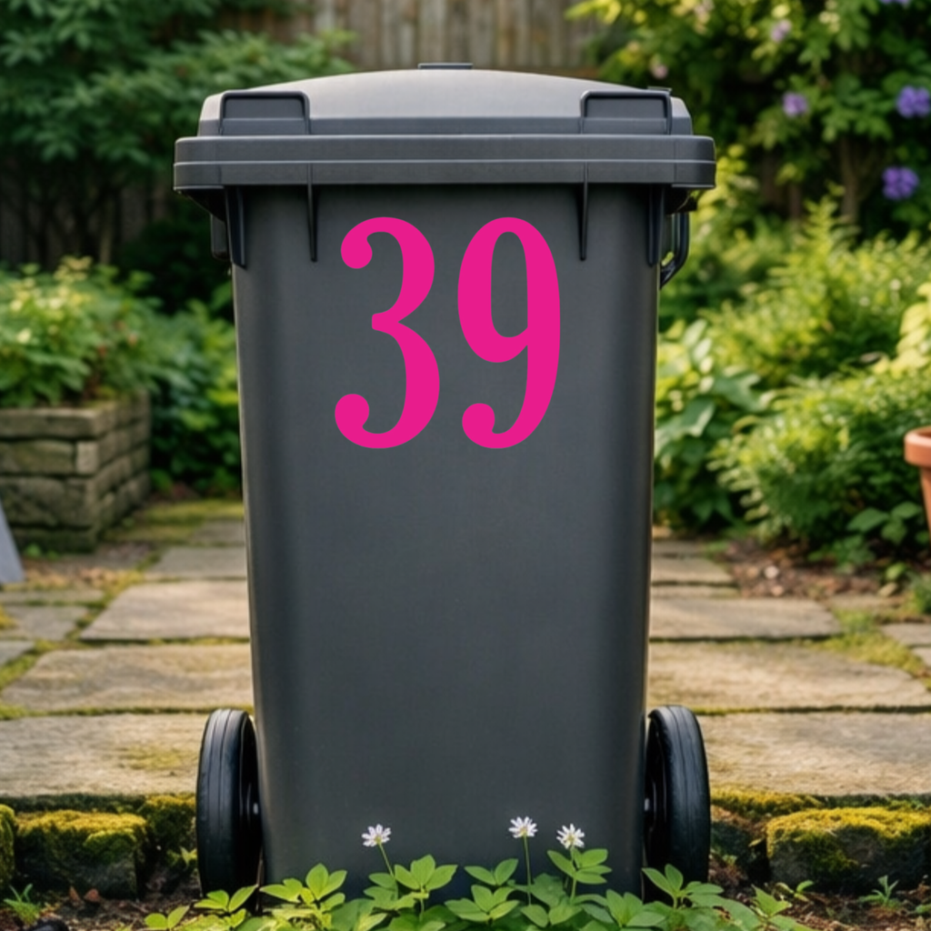 Polished Wheelie Bin Number Stickers