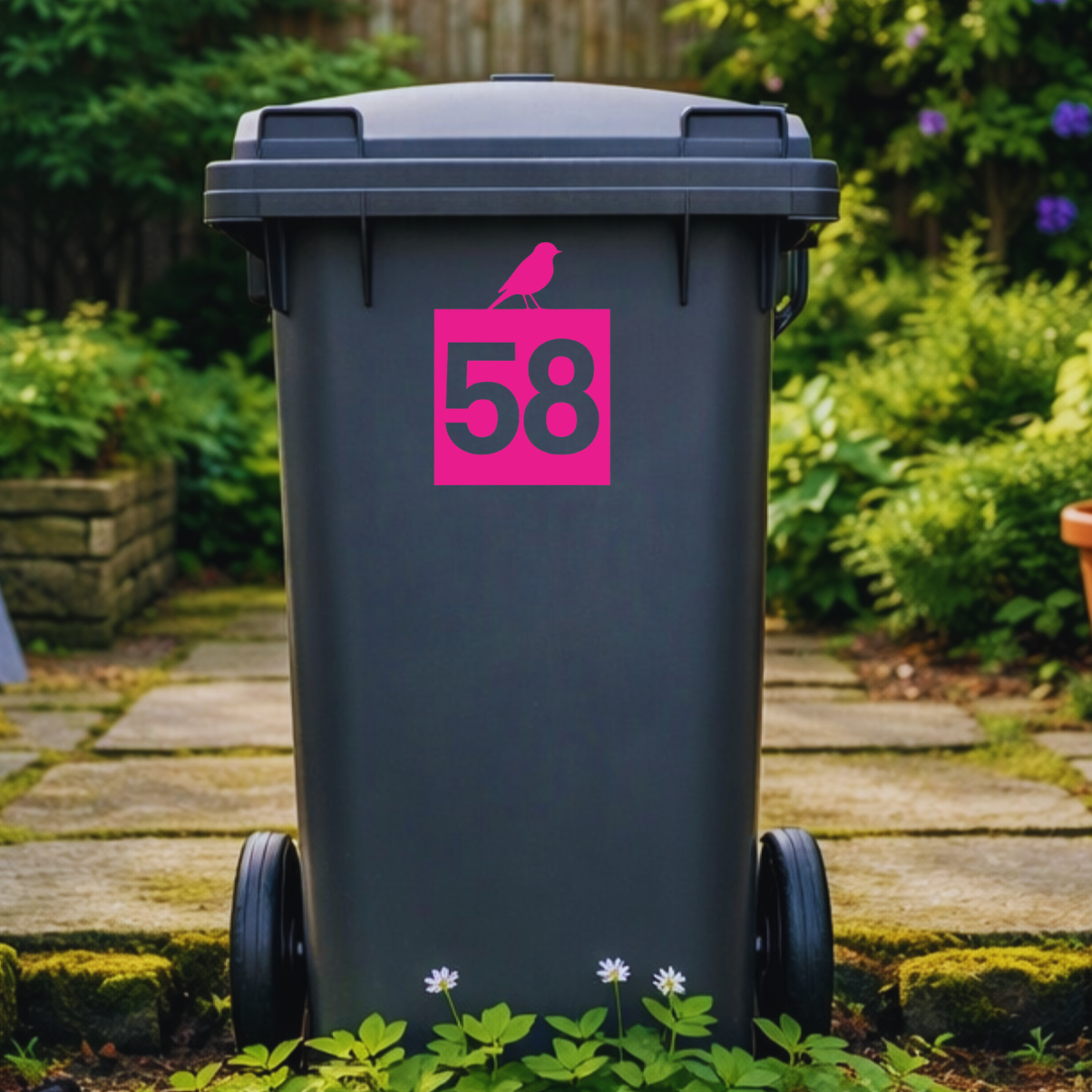 Birdie Square Wheelie Bin Number Stickers
