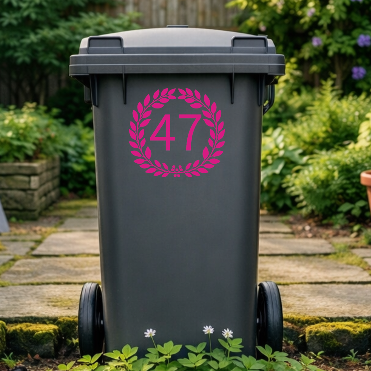 Wreath Leaves Wheelie Bin Number Stickers