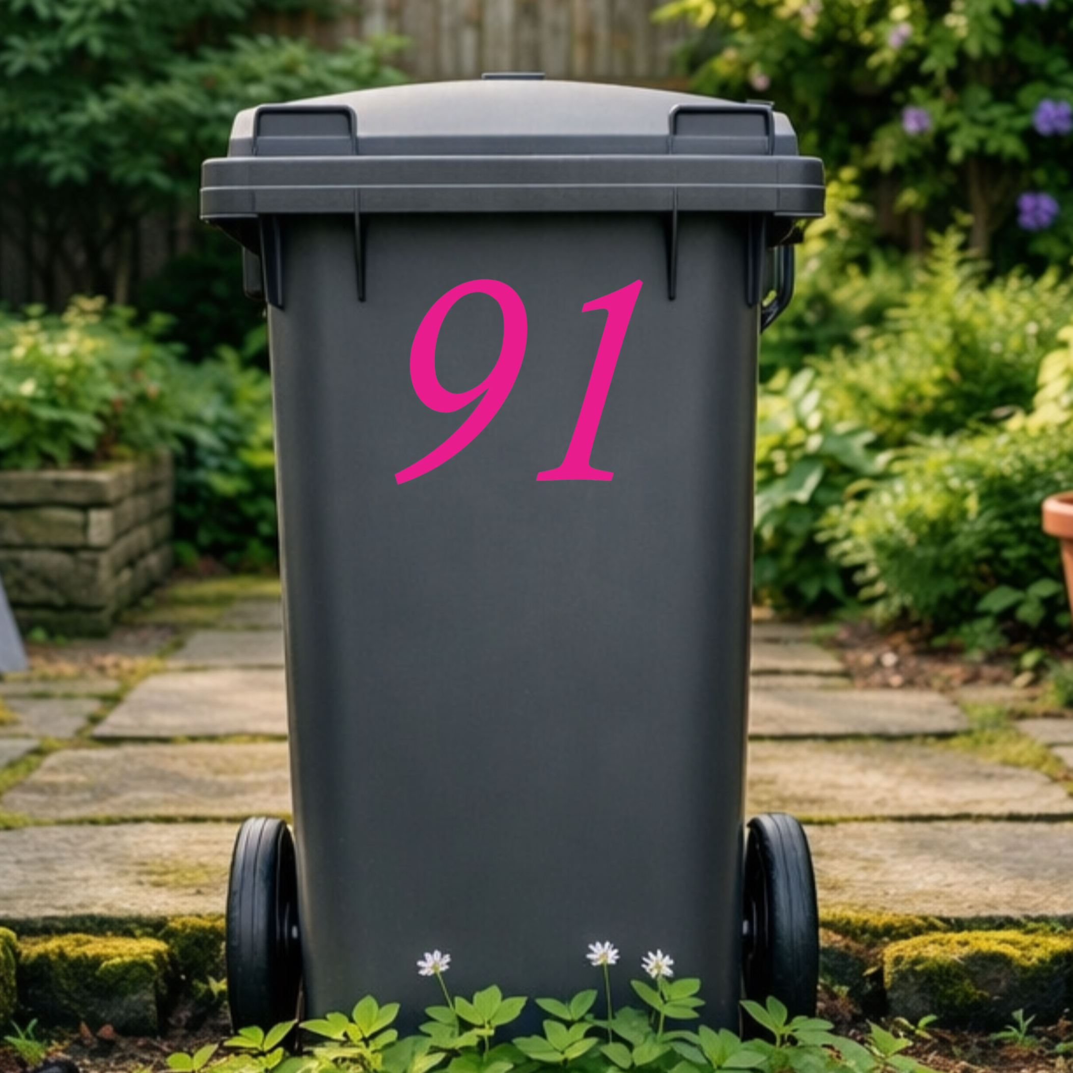 Italic Wheelie Bin Number Stickers