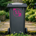 Flower Power Wreath Leaves Wheelie Bin Number Stickers