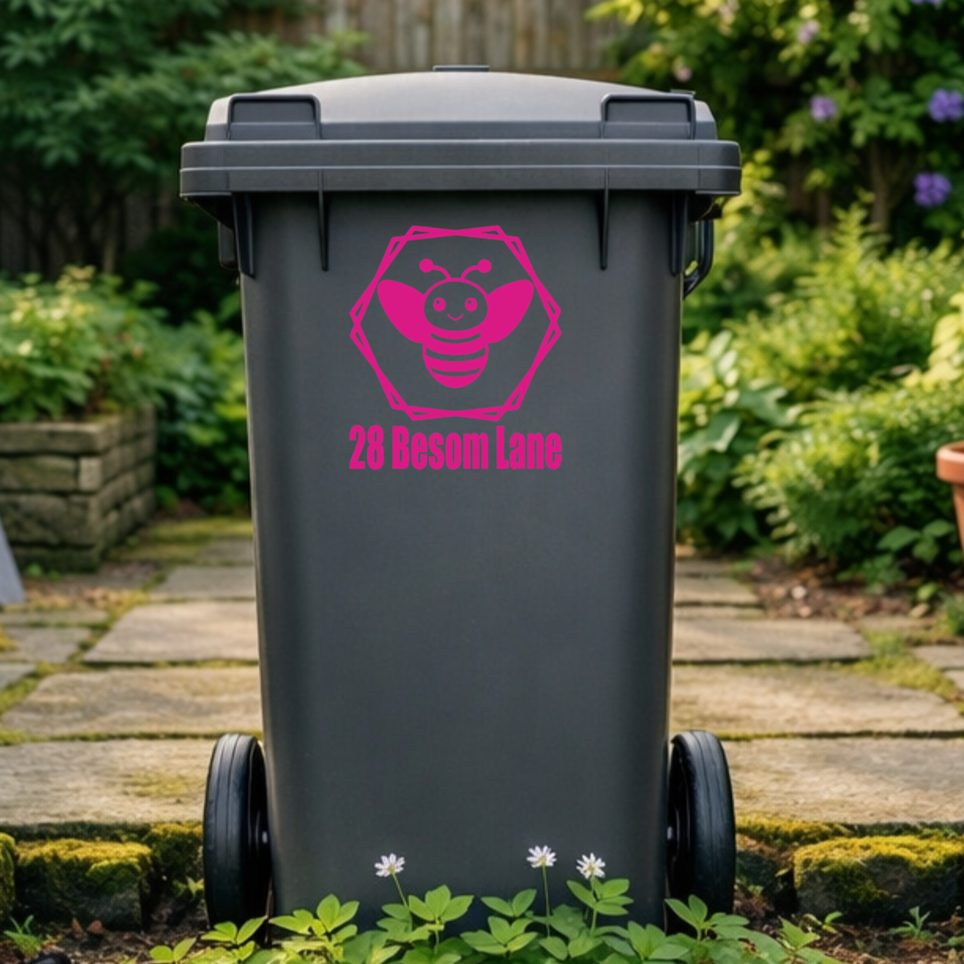 Bee Hexagon Wheelie Bin Address Stickers