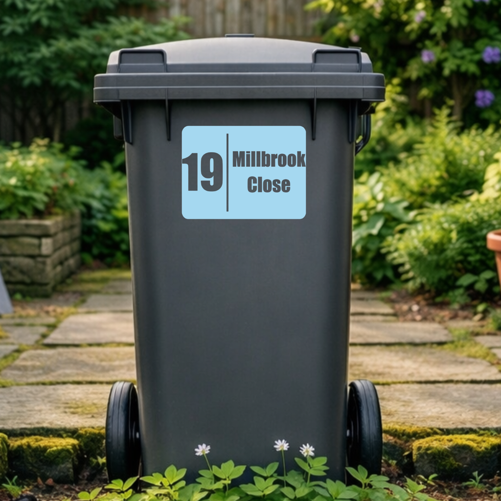 Rectangular Plaque Wheelie Bin Number Address Stickers