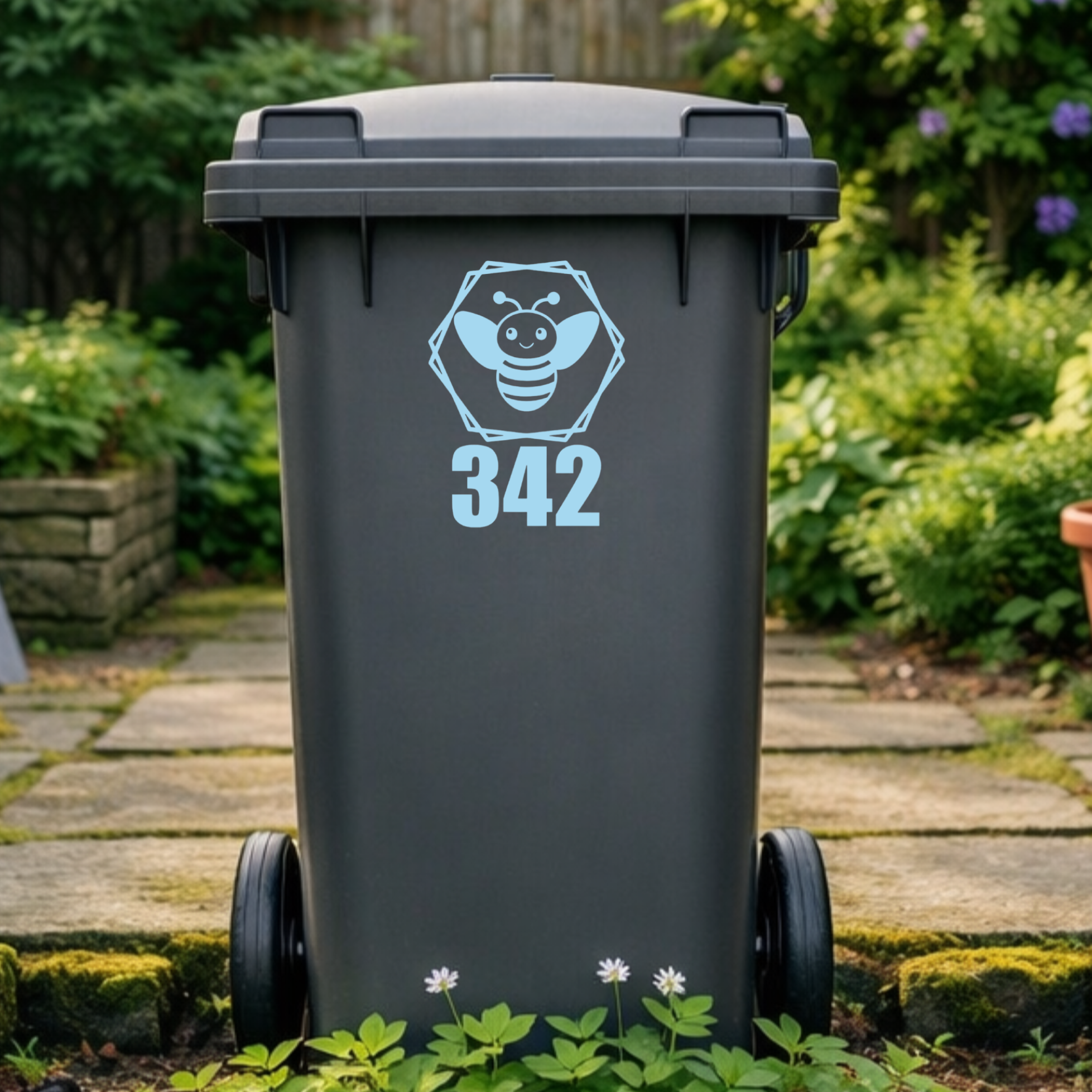 Bee Hexagon Wheelie Bin Number Stickers