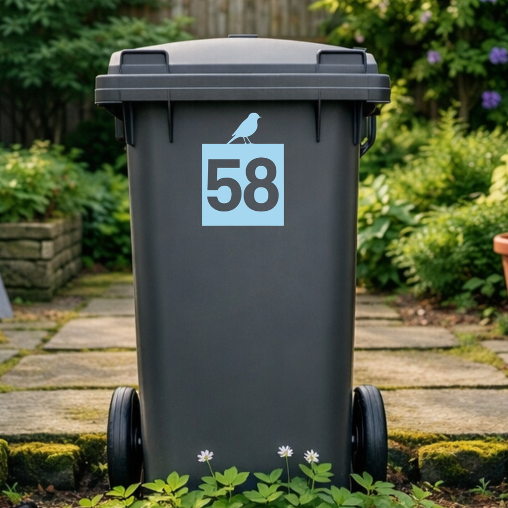 Birdie Square Wheelie Bin Number Stickers
