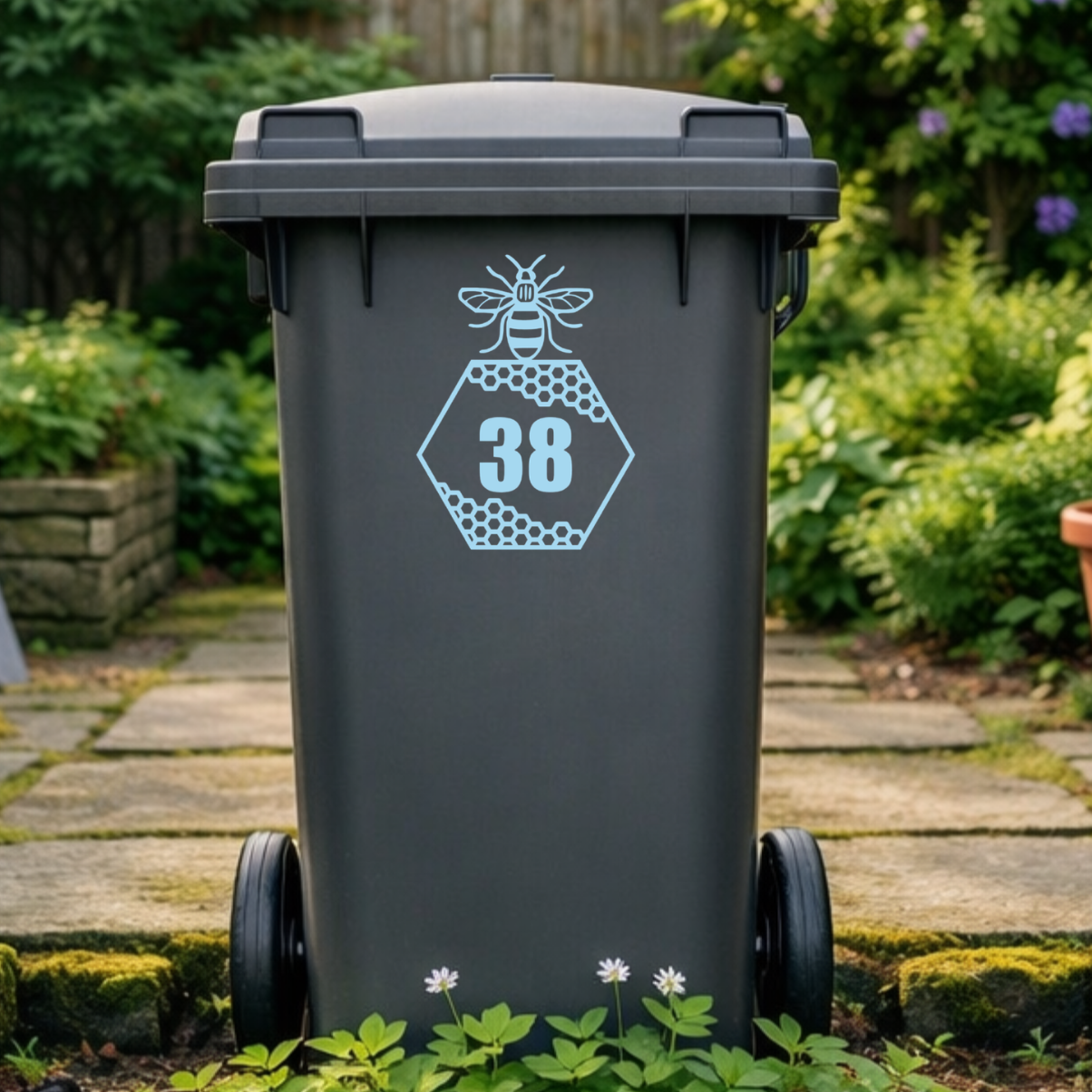 Bee Honey Comb Wheelie Bin Number Stickers