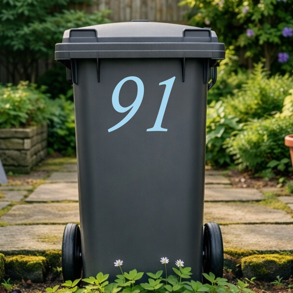 Italic Wheelie Bin Number Stickers