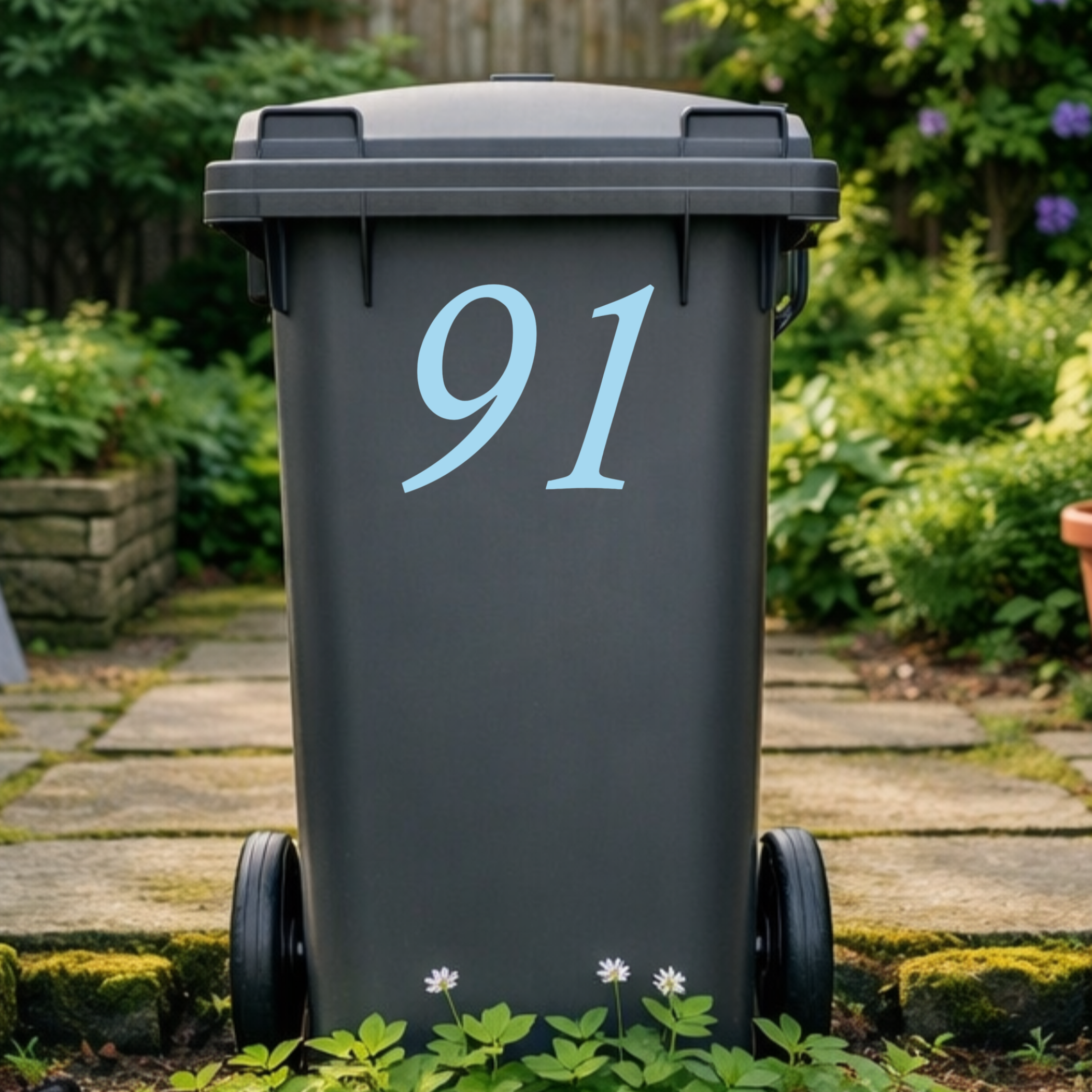 Italic Wheelie Bin Number Stickers