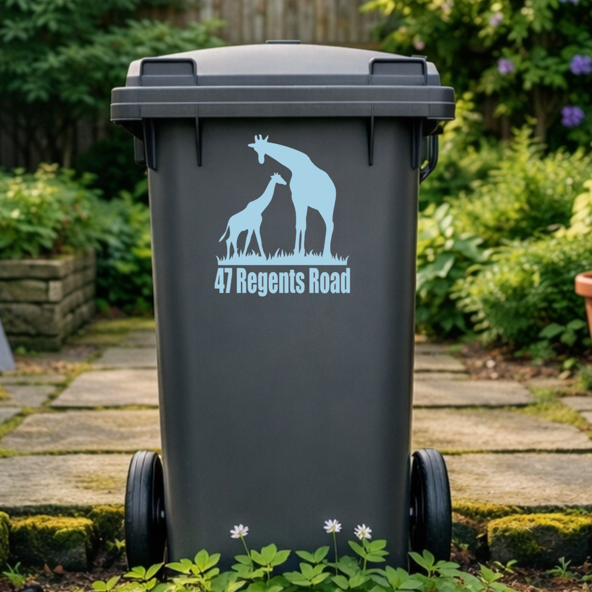 Giraffe Love Wheelie Bin Address Stickers