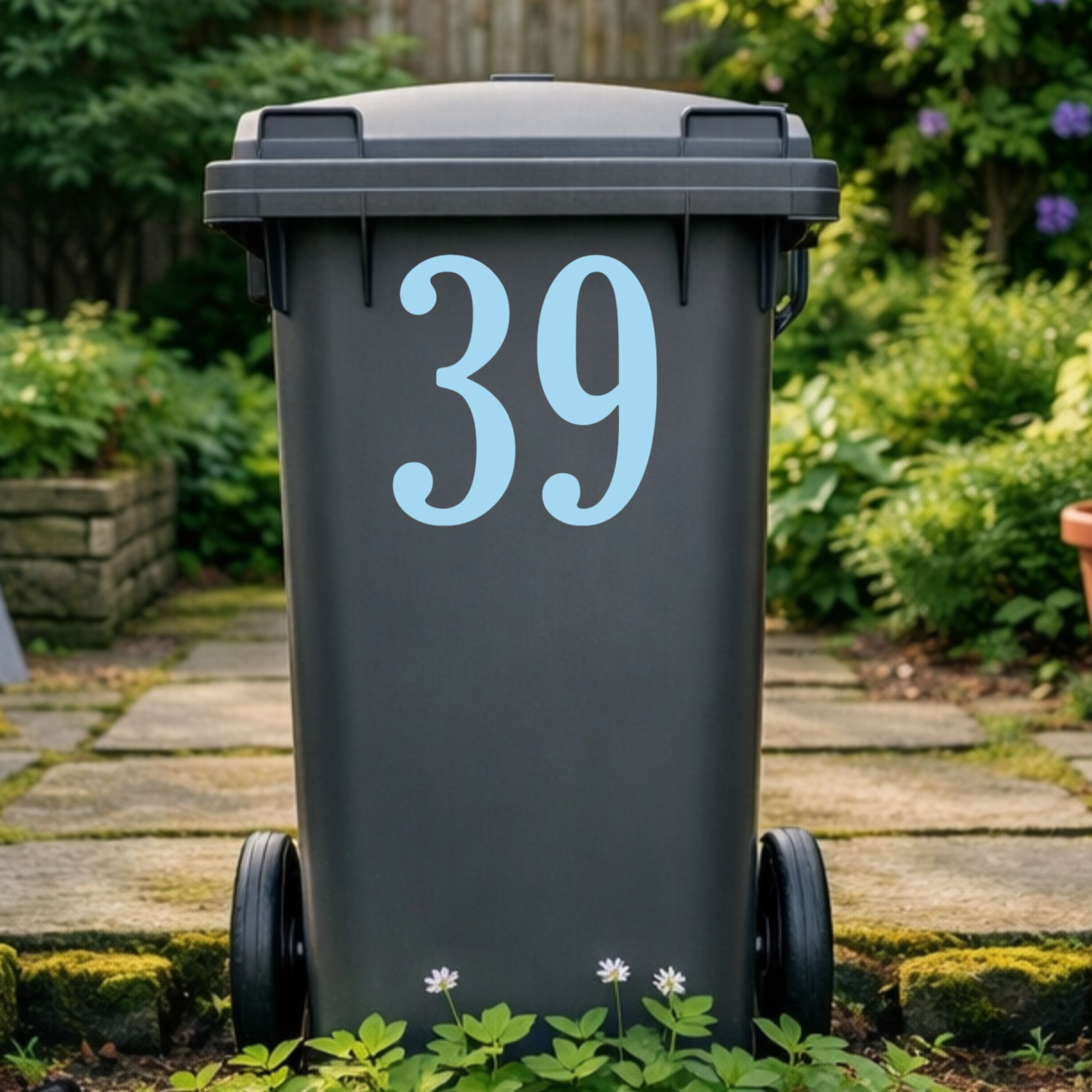 Polished Wheelie Bin Number Stickers