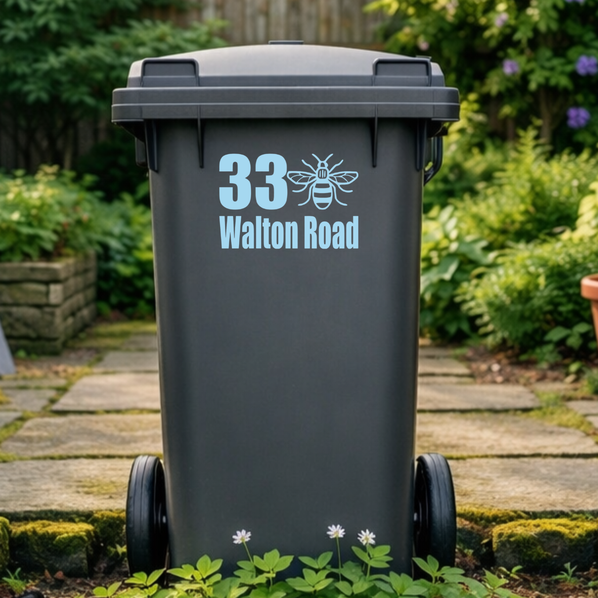 Manchester Bee Border Wheelie Bin Address Stickers