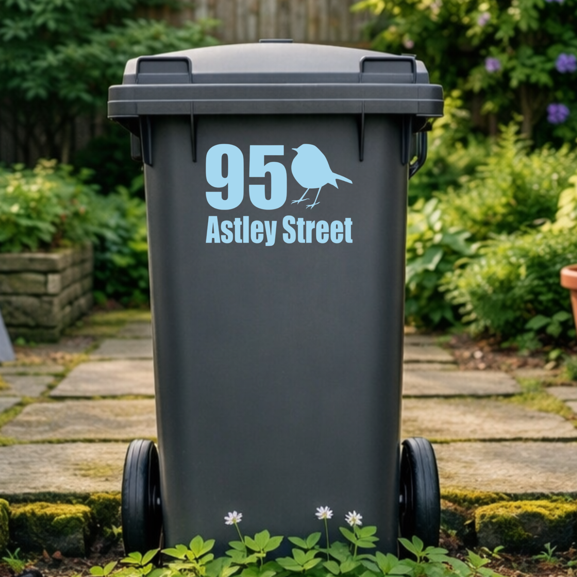 Birdie Border Line Wheelie Bin Address Stickers