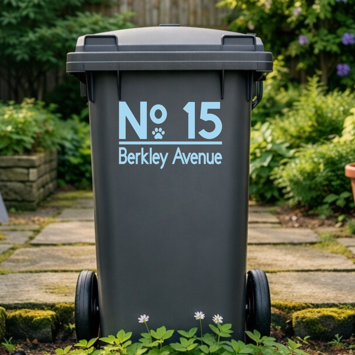 Paw Top Line Border Wheelie Bin Number Address Stickers