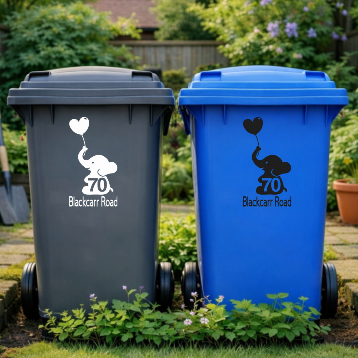 Elephant Balloon Wheelie Bin Address Stickers