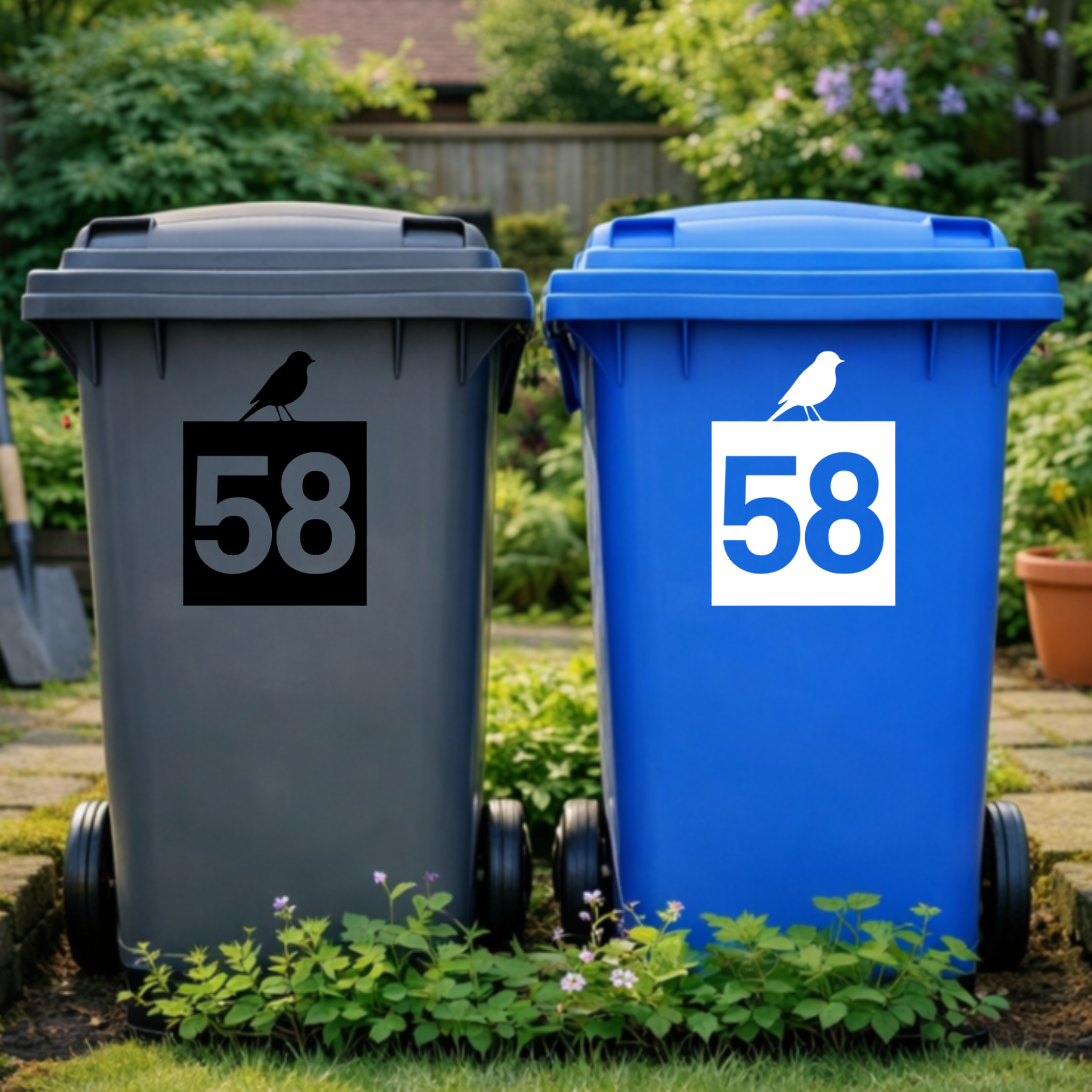 Birdie Square Wheelie Bin Number Stickers