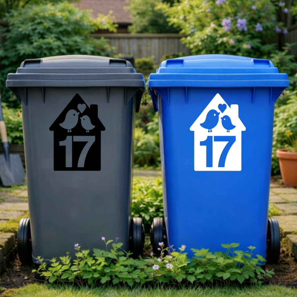 Birdie House Shaped Wheelie Bin Number Stickers