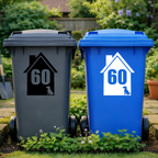 Corner Dog House Shaped Wheelie Bin Number Stickers