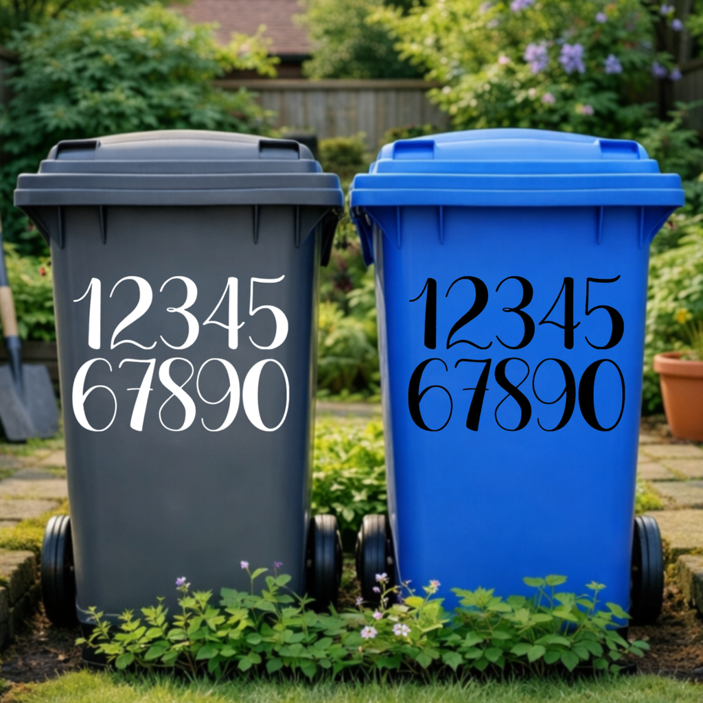 Brush Wheelie Bin Number Stickers