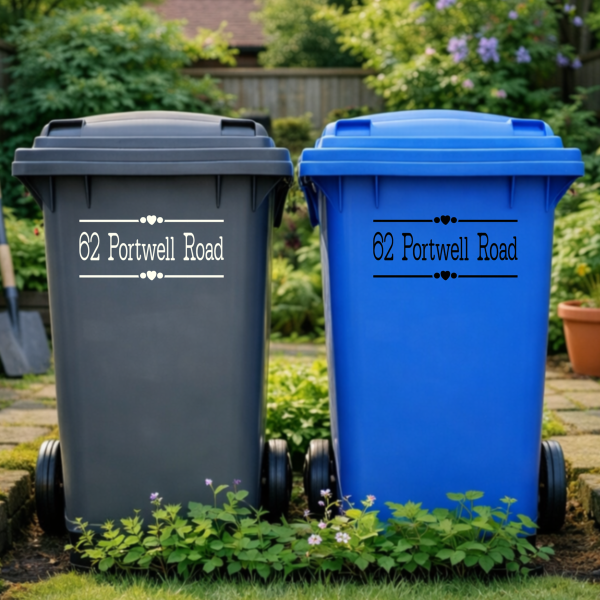 Hearts & Circles Wheelie Bin Address Stickers