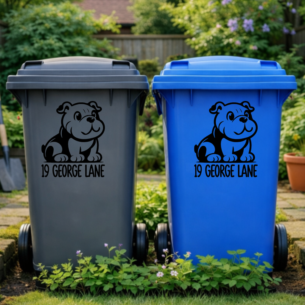 Cute Dog Wheelie Bin Address Stickers