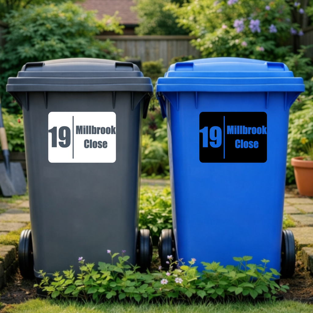 Rectangular Plaque Wheelie Bin Number Address Stickers