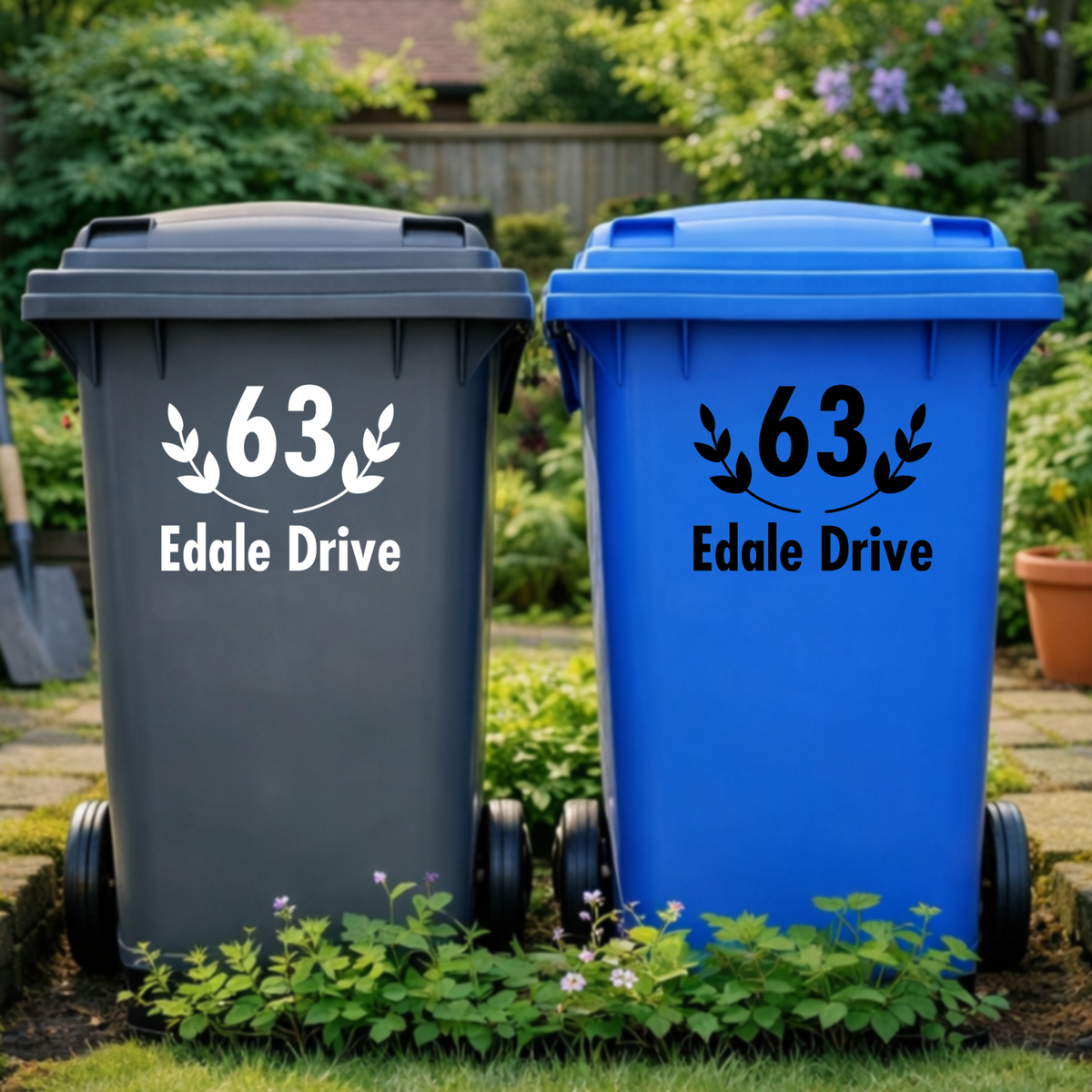 Elegant Wreath Leaves Wheelie Bin Number Stickers