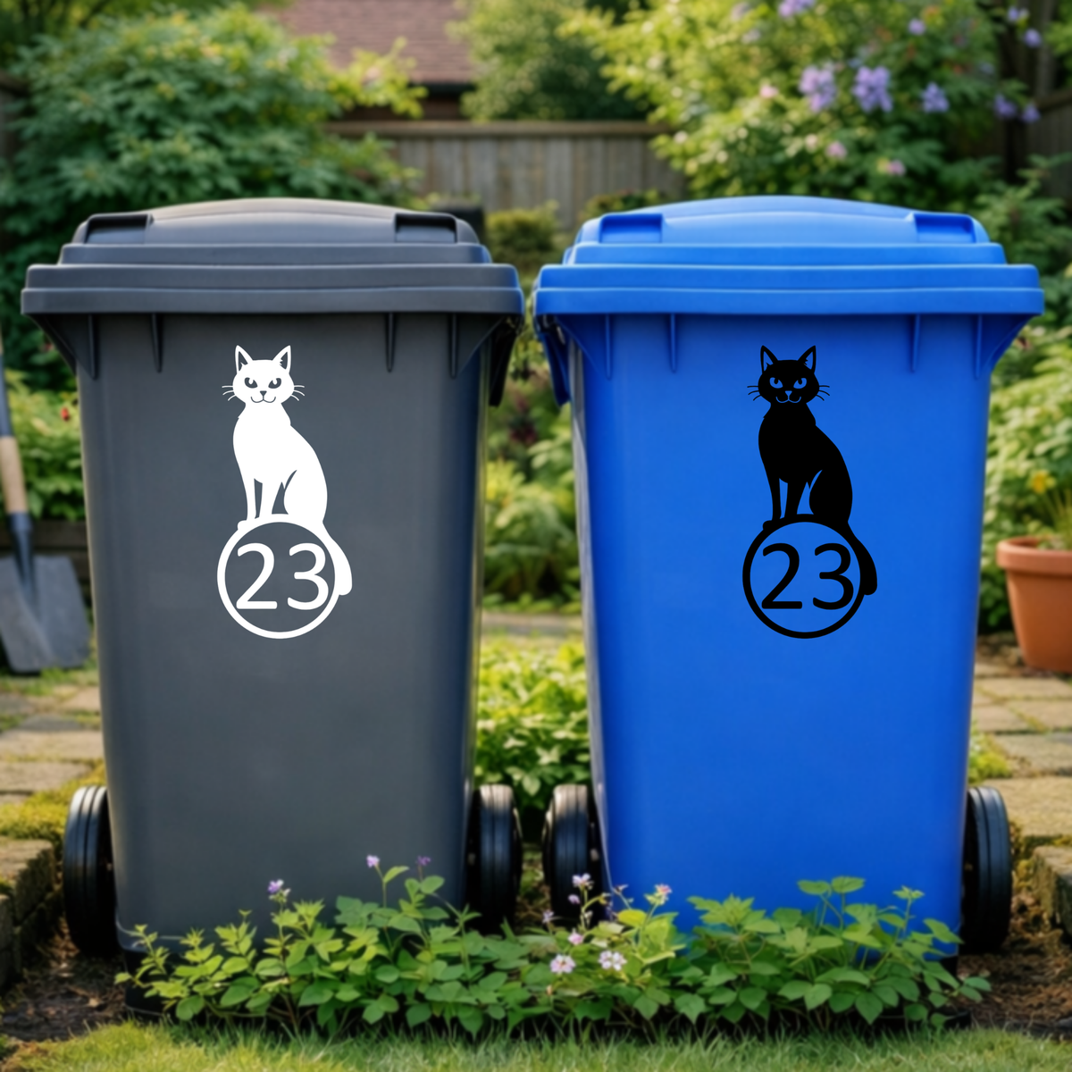Spooky Cat Wheelie Bin Number Stickers