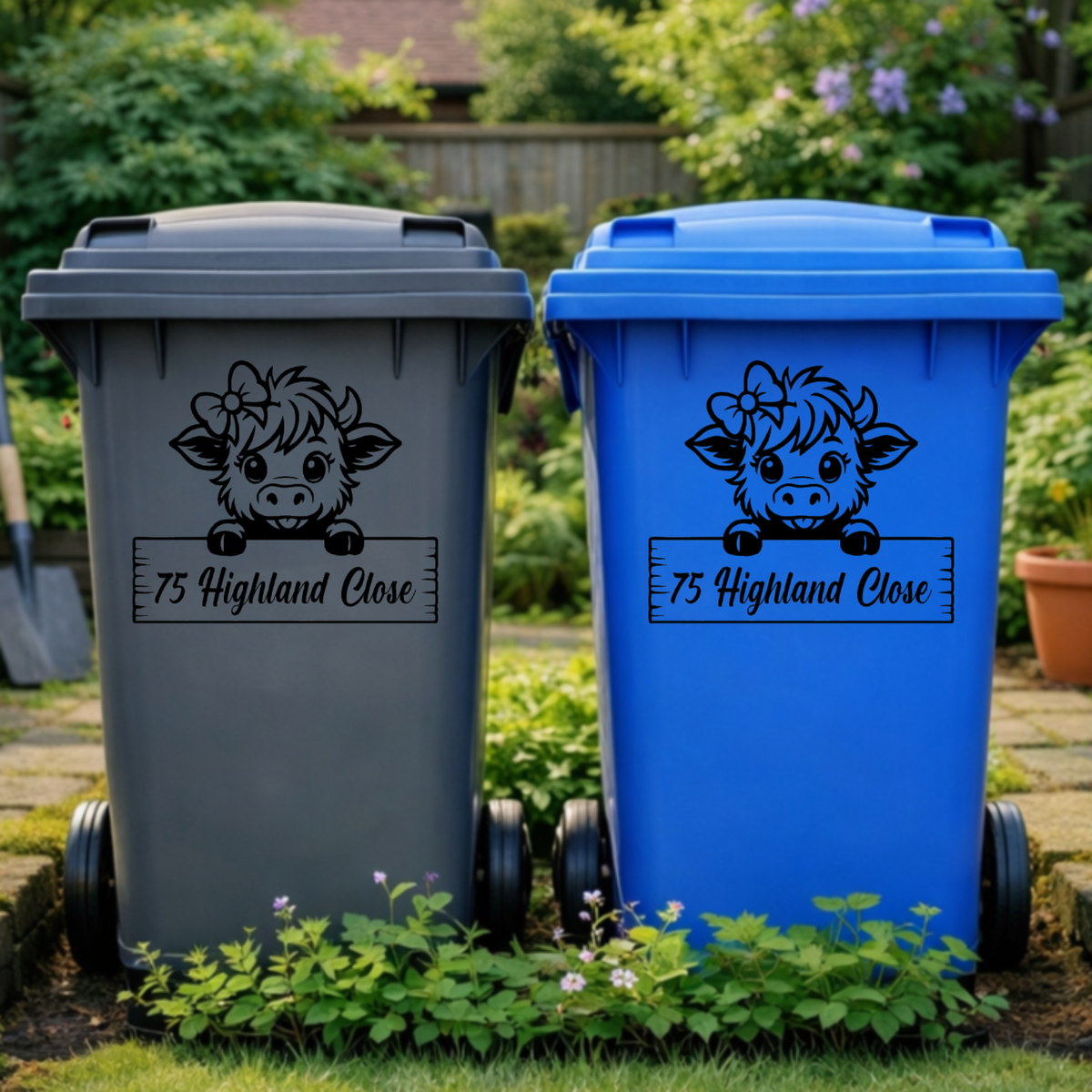 Highland Cow Cutie Wheelie Bin Address Stickers