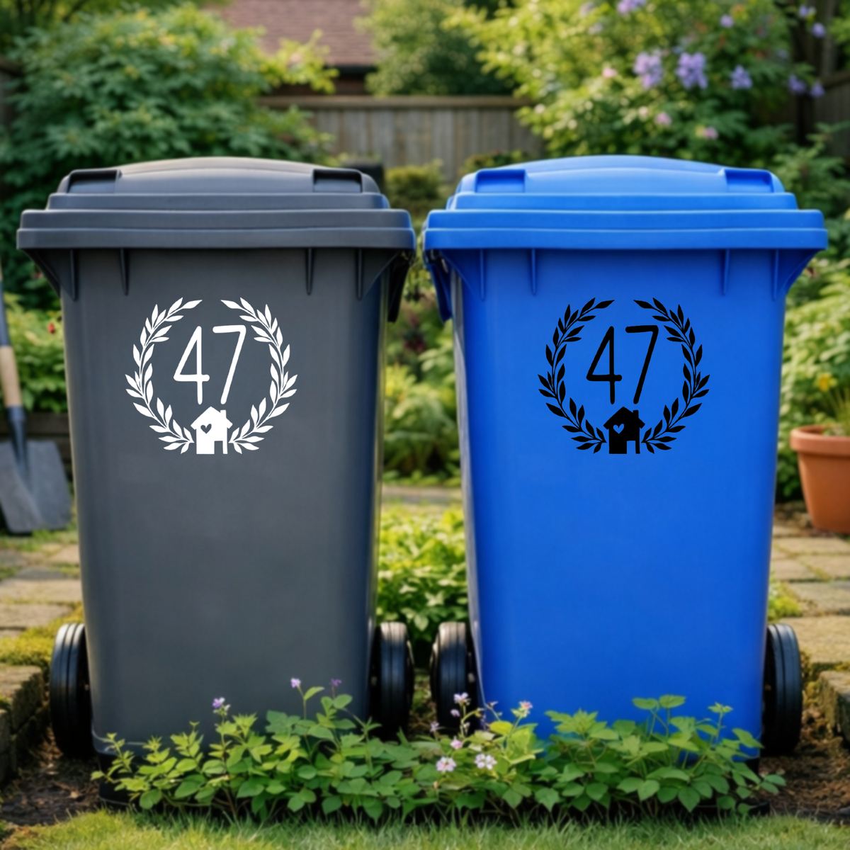 Home Wreath Leaves Wheelie Bin Number Stickers