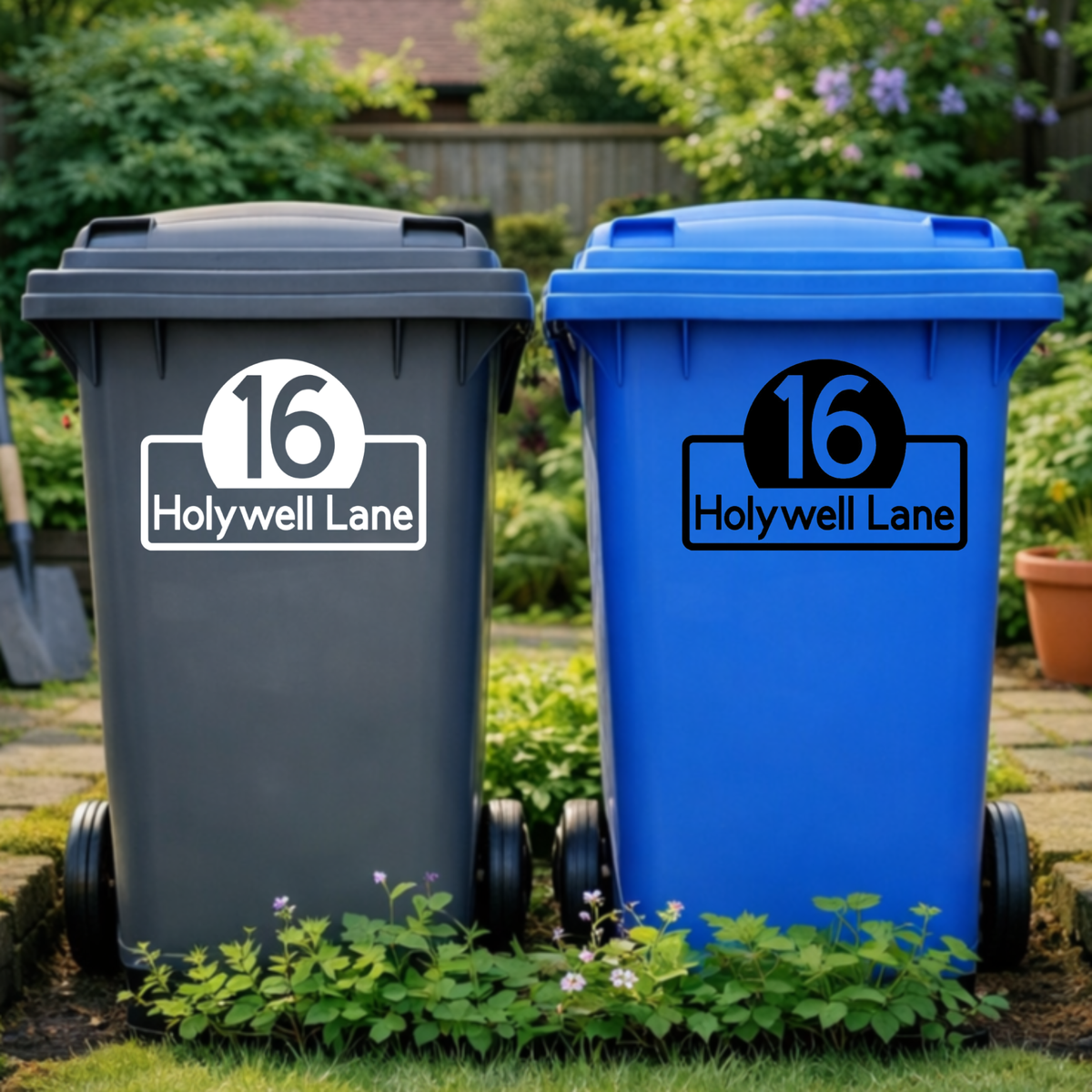 Circle Rectangle Wheelie Bin Address Stickers