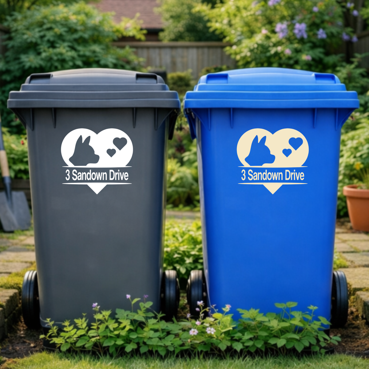 Dog Heart Wheelie Bin Address Stickers