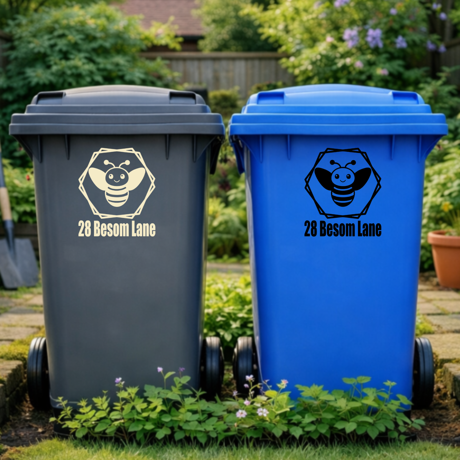 Bee Hexagon Wheelie Bin Address Stickers