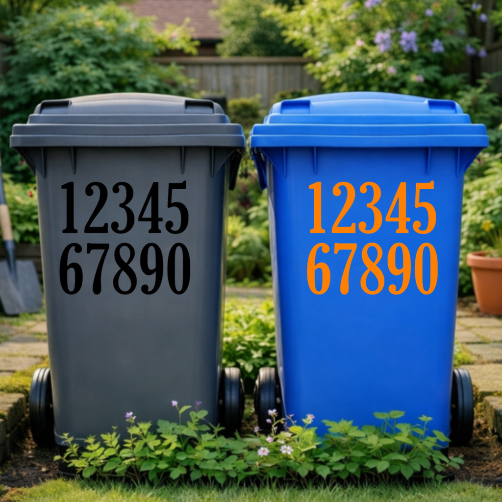 Polished Wheelie Bin Number Stickers