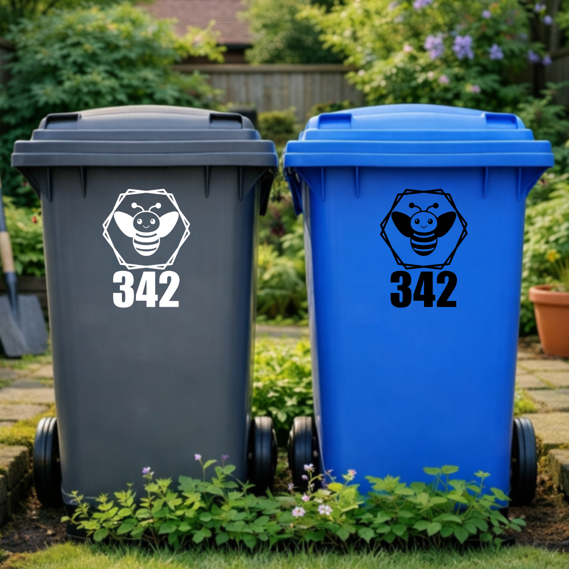Bee Hexagon Wheelie Bin Number Stickers