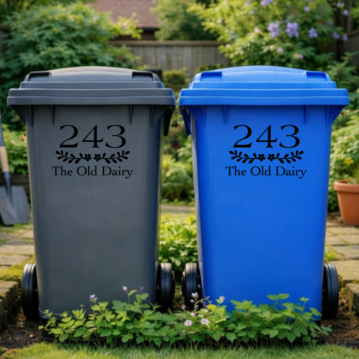 Floral Sprig Leaves Wheelie Bin Address Stickers