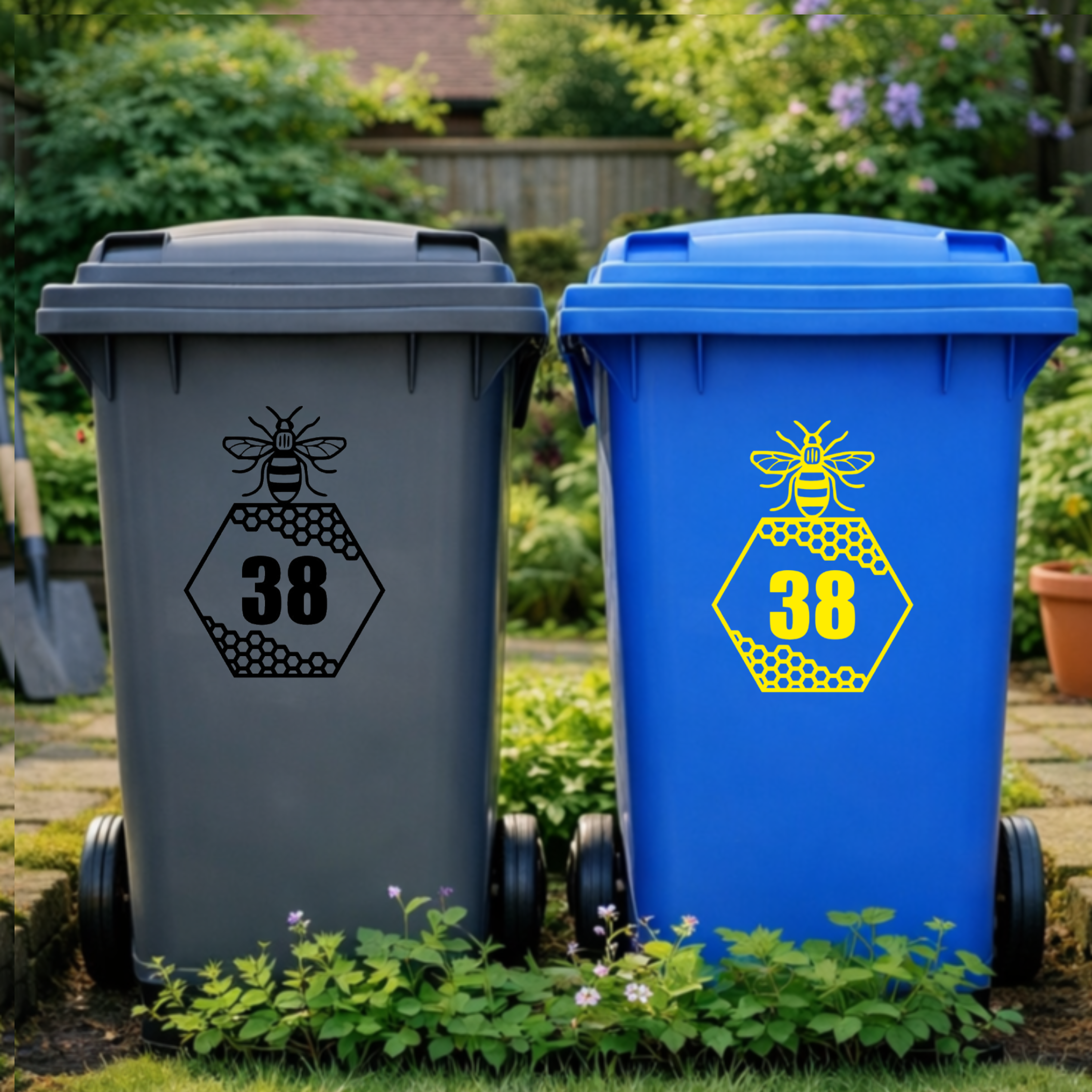Bee Honey Comb Wheelie Bin Number Stickers