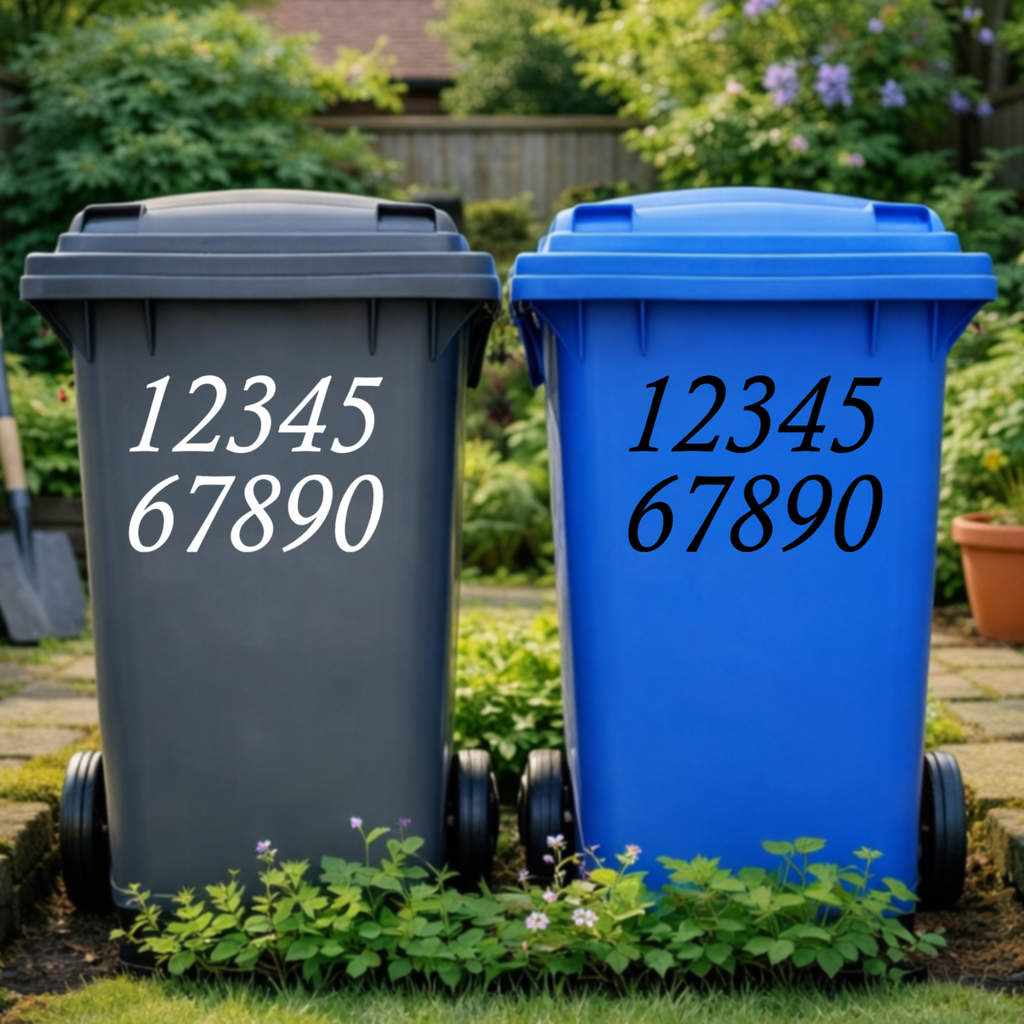 Italic Wheelie Bin Number Stickers