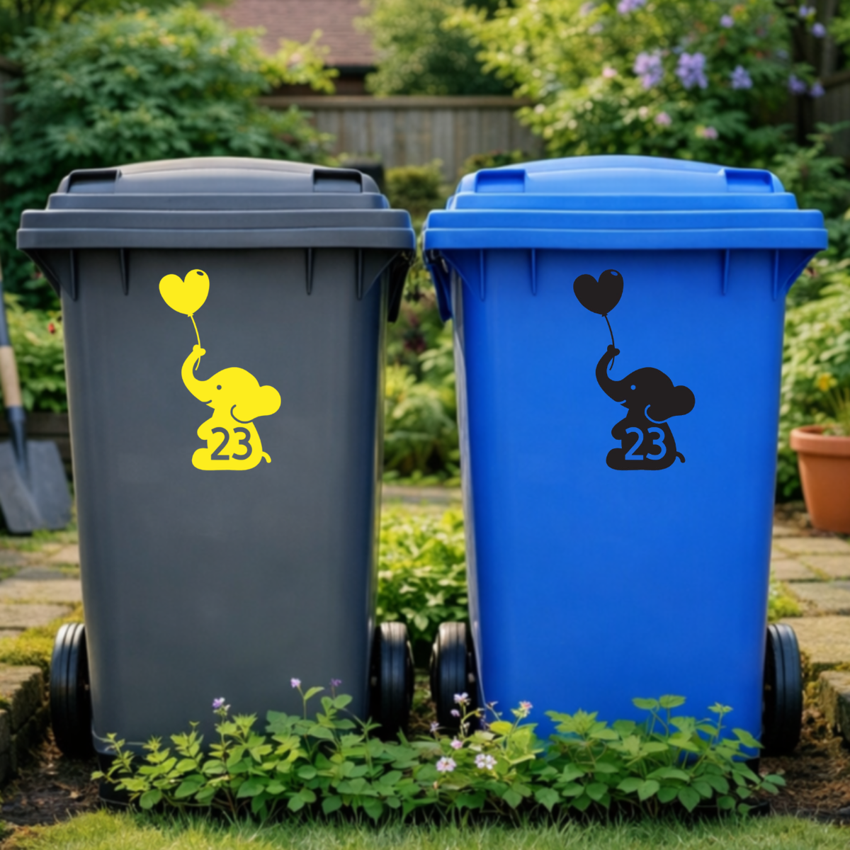 Elephant Balloon Wheelie Bin Number Stickers