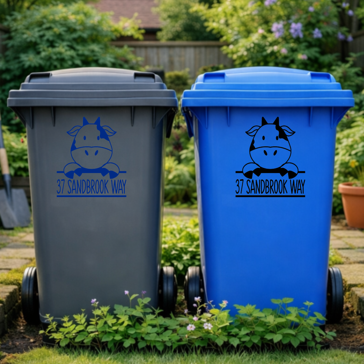 Cute Cow Wheelie Bin Address Stickers