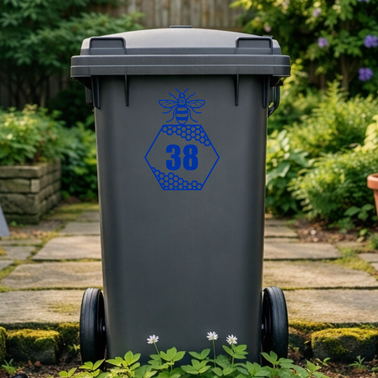 Bee Honey Comb Wheelie Bin Number Stickers