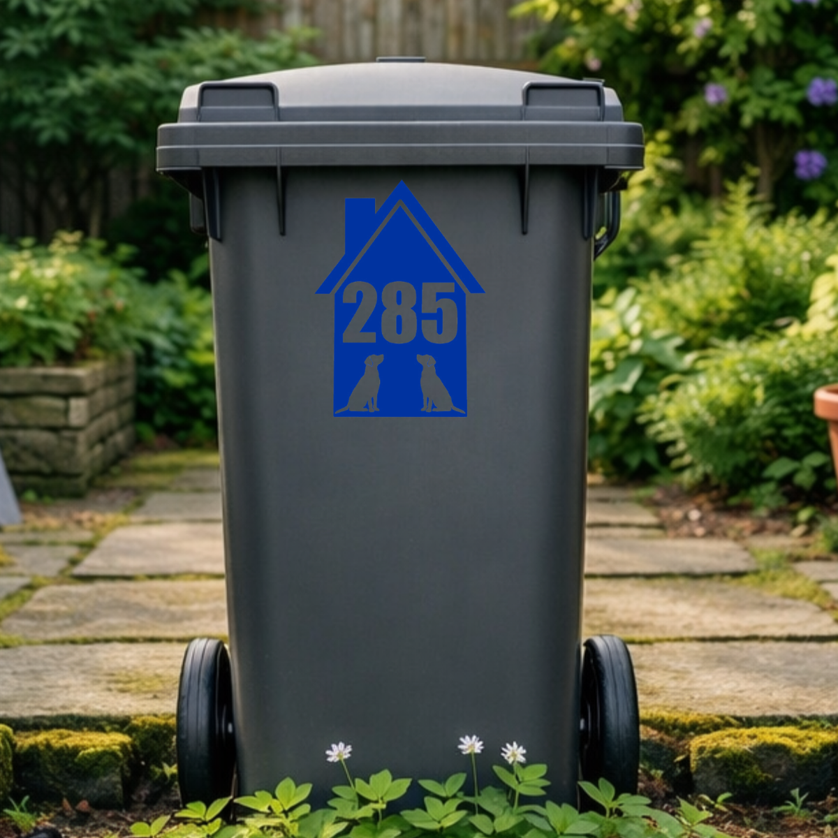 Double Dog House Shaped Wheelie Bin Number Stickers