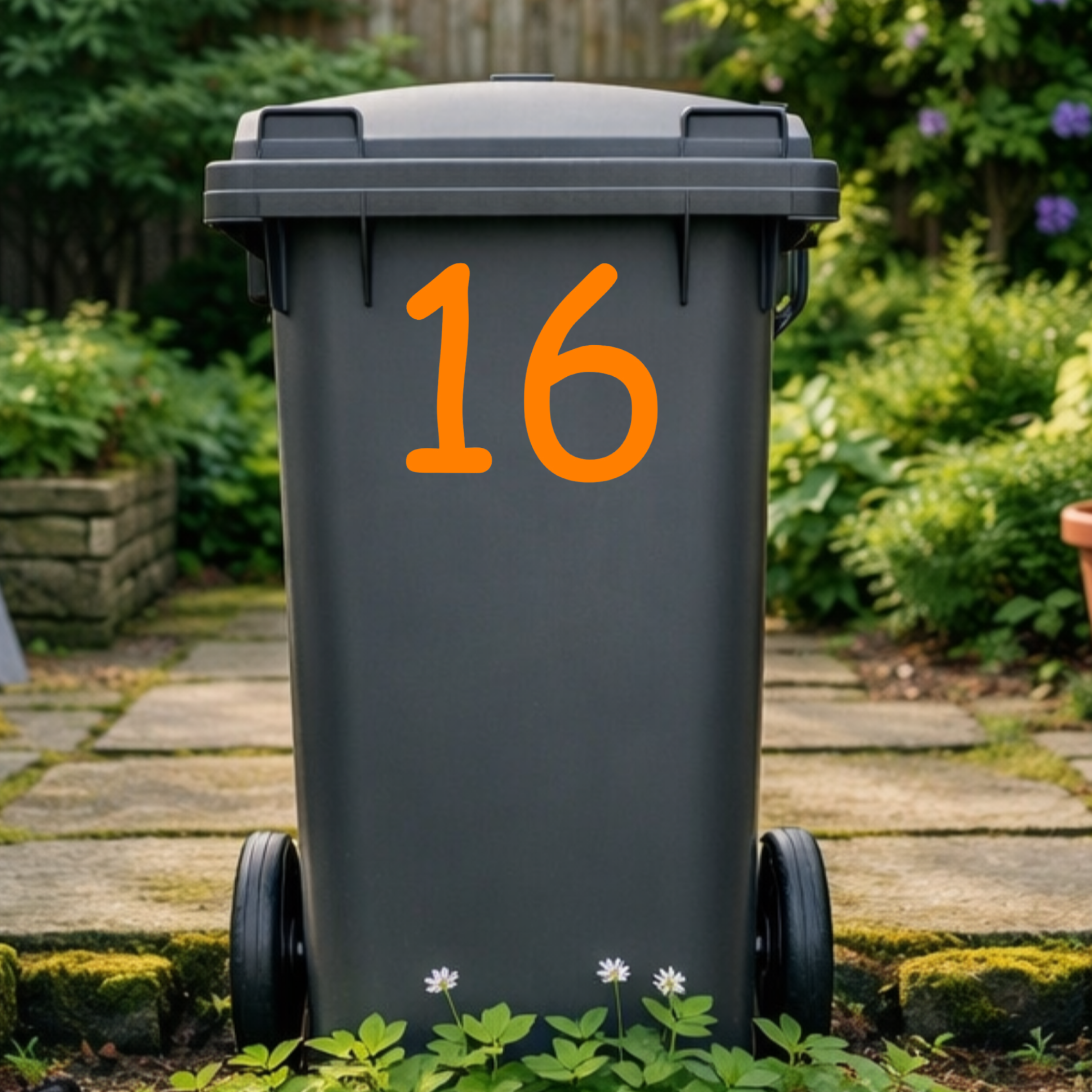 Playful Wheelie Bin Number Stickers