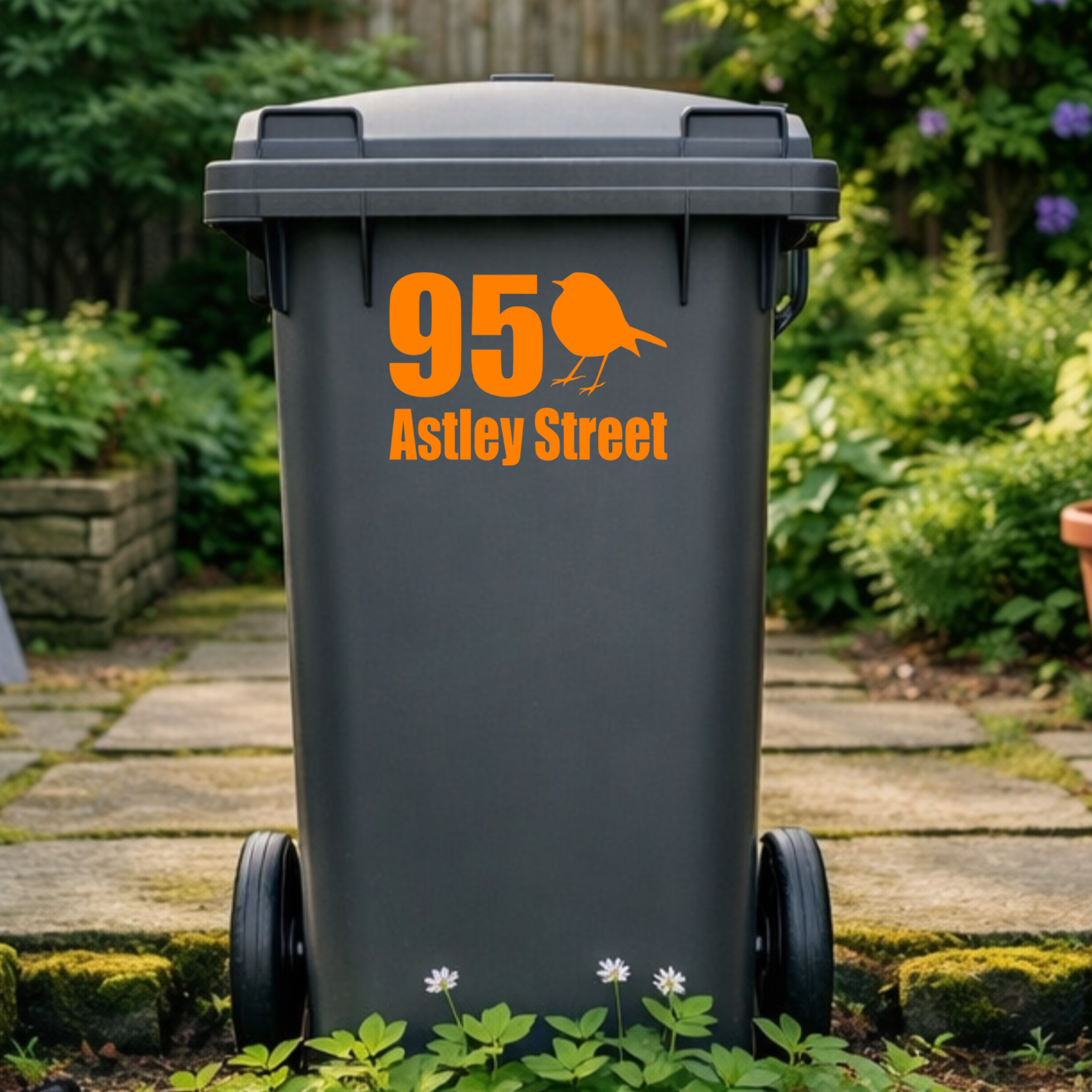 Birdie Border Line Wheelie Bin Address Stickers